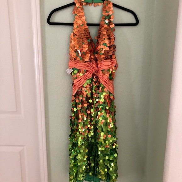 Terani Couture Dresses & Skirts - Terani coral and green sequin halter dress NWT S 6
